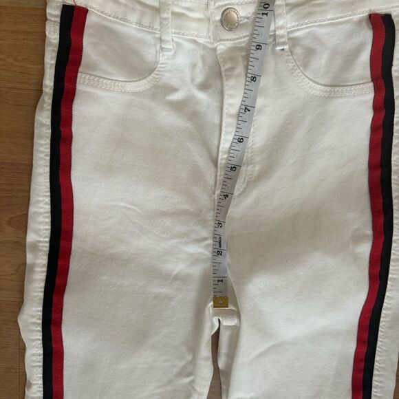 Zara White Skinny Jeans with Stripe Size 2 - Picture 4 of 6
